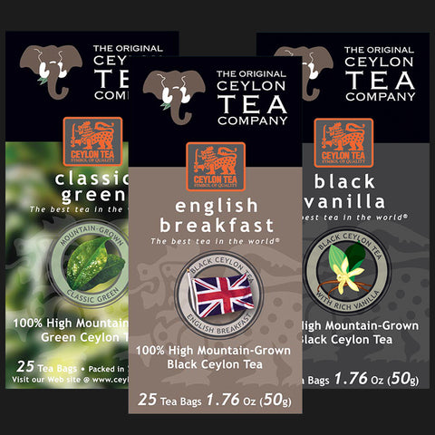 Super Mix Green Tea Classic, English Breakfast, Black Vanilla Super